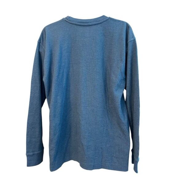 Beverly Hills Polo Club Mens XL Blue Waffle Knit Crewneck Long Sleeve Shirt - Picture 2 of 3